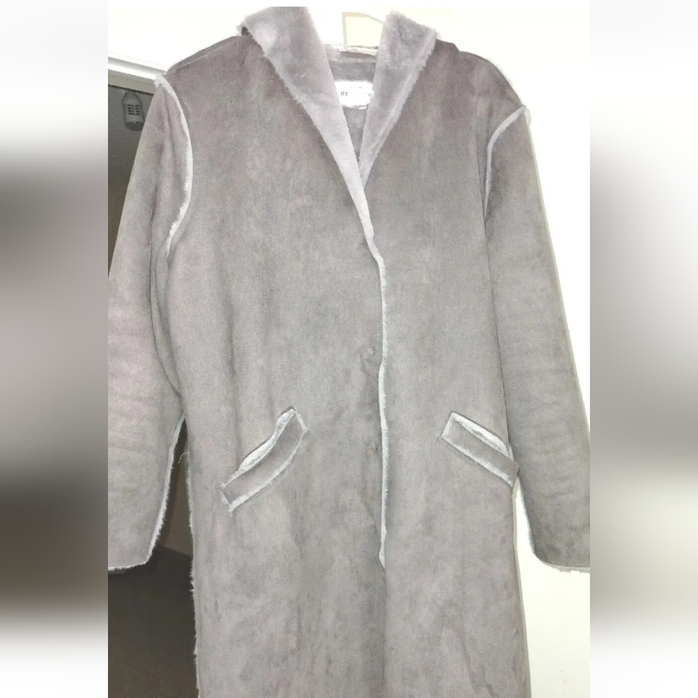 Women's For the Republic faux fur/ suede hooded coat barely used at all!!